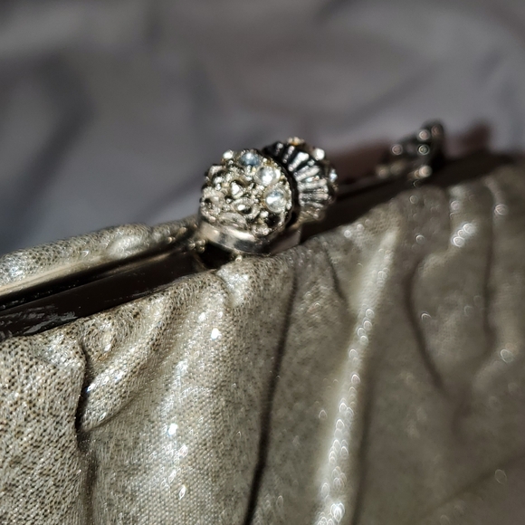 Vintage Style Metallic Small Purse with Chain and Metallic Gloves Set - Picture 4 of 16